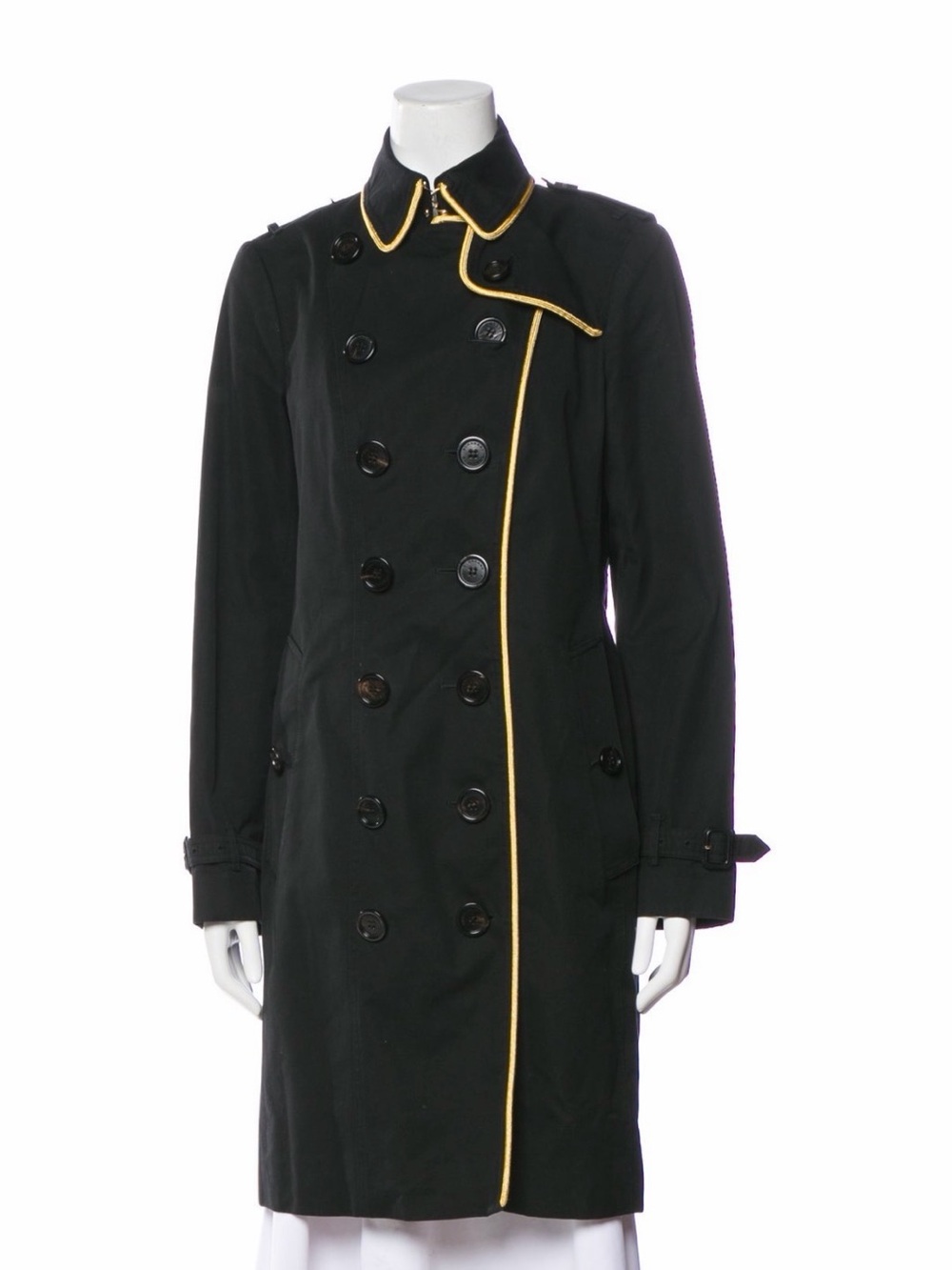 Burberry Black Trench Coat with Yellow Trim